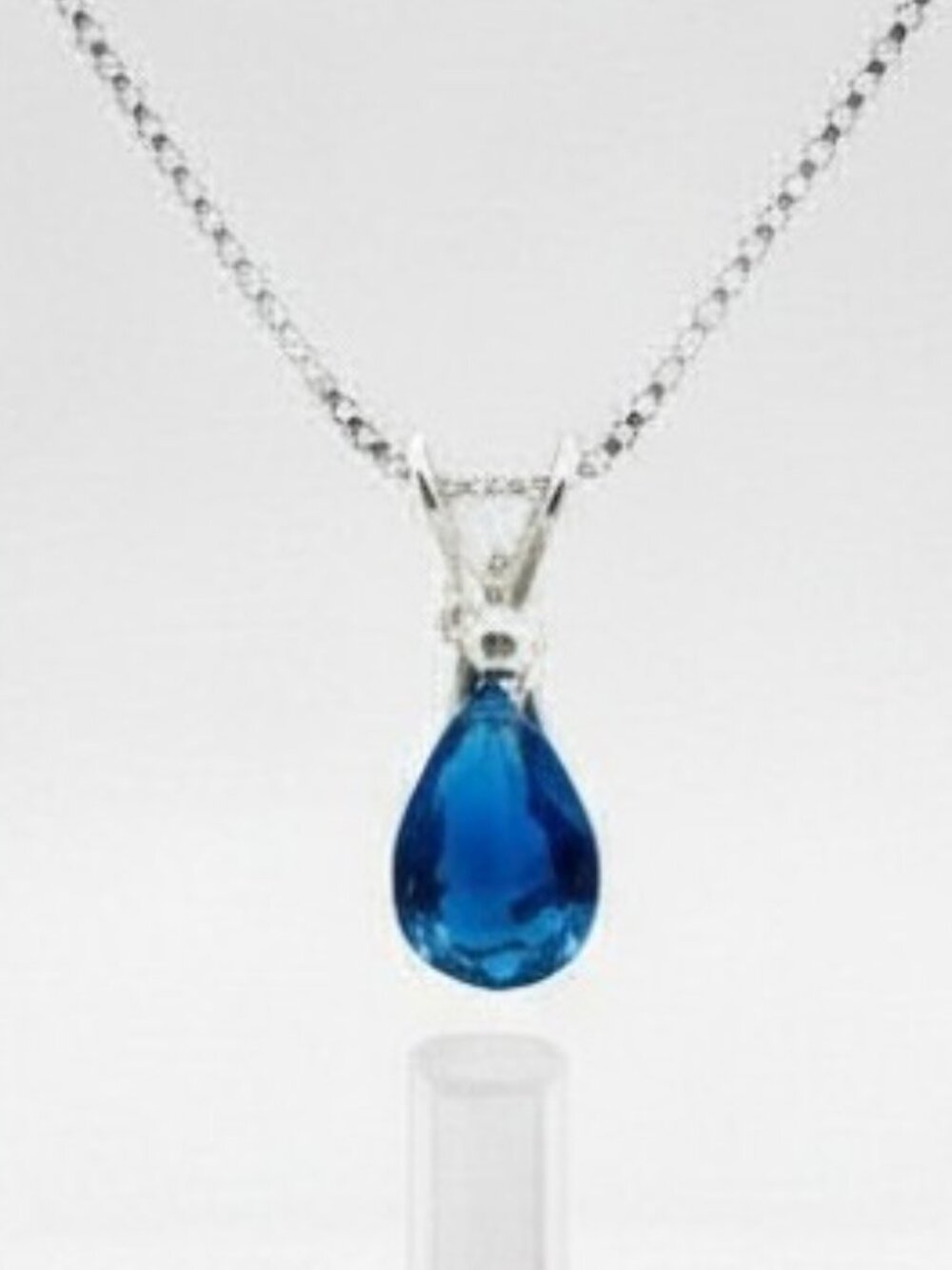 Silver London Blue Topaz Inspired Necklace, Lab-Created December Birthstone